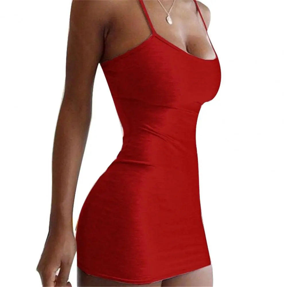 Durable Suspender Dress Skin-friendly Easy Cleaning Fashion Sheath Dress  Nylon Dress for Anniversary