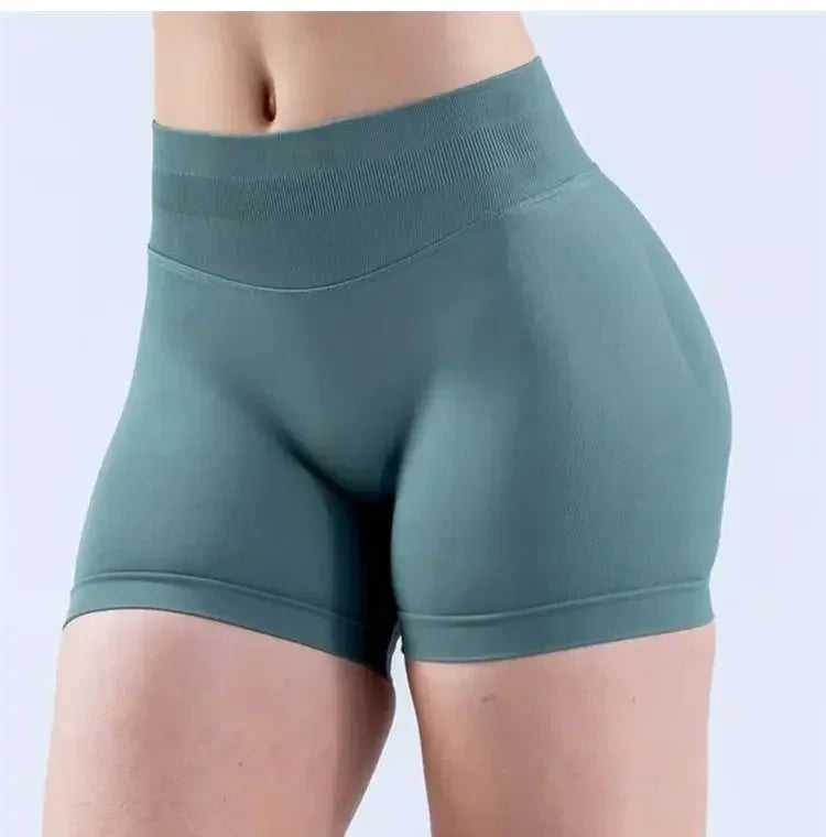Summer High Waisted Yoga Shorts Women  Fashionable and Sexy Running Fitness Pants Solid Color High Elastic Yoga Leggings