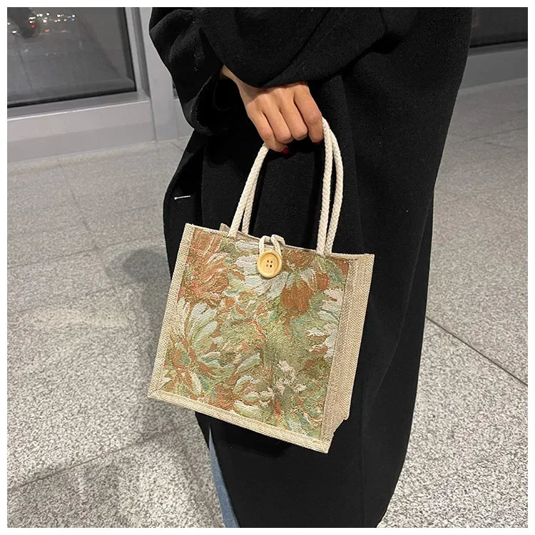 Portable Hand Bag Linen Bag Women Ins Style Students Handbags Fashion Ladies Top-handle Bags Designer Luxury Сумка Женская Bolsa